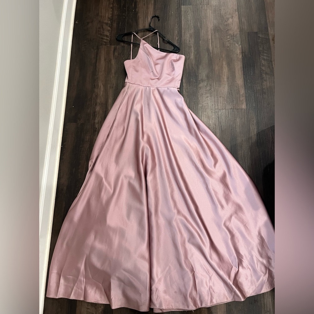 Elegant One Shoulder Pink Dress